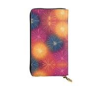GGNKDL Explosion fireworks pattern printing Women's leather long handheld wallet large capacity credit card zipper bag