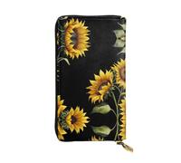 GGNKDL Facing the sun printing Women's leather long handheld wallet large capacity credit card zipper bag