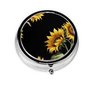 GGNKDL Facing The Sun Prints Round Mini Pill Box with 3 compartments for Pill Storage and Portable Travel
