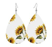 GGNKDL Facing the sun Prints Water droplet pendant earrings and leather earrings, suitable as holiday birthday gifts for women