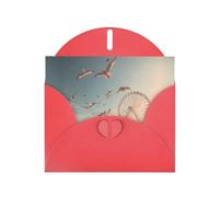 GGNKDL Ferris Wheel By The Sea Prints Greeting Card - High-End Pearlescent Paper With Dazzling Sparkling Effect