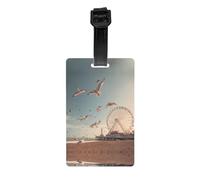 GGNKDL Ferris Wheel by The sea Prints Luggage Tags and Travel Bag Tags are Suitable for Both Men and Women to Prevent Luggage