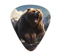 GGNKDL Fierce Grizzly Bears Prints Guitar plectrum 12 pieces with three thickness plectrum combinations suitable for bass and ukulele