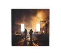 GGNKDL Firefighters fighting fires printing Switch cover decorative wall panel suitable for residential and commercial areas 4.5x4.5 In