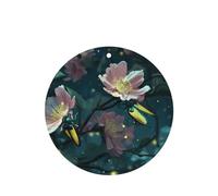 GGNKDL Fireflies on flower branches prints 6-piece Round Shape car air freshener with hanging type car accessories
