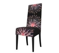 GGNKDL Fireworks Blooming in The Night Sky Prints Restaurant Chair Covers are Detachable, Super Elastic, and Washable, Suitable for Kitchens