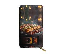 GGNKDL Fireworks on the skewers printing Women's leather long handheld wallet large capacity credit card zipper bag