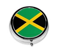 GGNKDL Flag of Jamaica Prints Round Mini Pill Box with 3 compartments for Pill Storage and Portable Travel