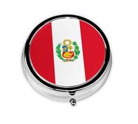 GGNKDL Flag of Peru Prints Round Mini Pill Box with 3 compartments for Pill Storage and Portable Travel