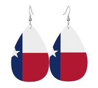 GGNKDL Flag of Texas Prints Water droplet pendant earrings and leather earrings, suitable as holiday birthday gifts for women