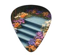 GGNKDL Flower bed on the steps Prints Guitar plectrum 12 pieces with three thickness plectrum combinations suitable for bass and ukulele