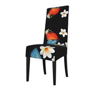 GGNKDL Flowers and Butterflies Dance Together Prints Restaurant Chair Covers are Detachable, Super Elastic, and Washable, Suitable for Kitchens