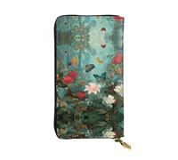 GGNKDL Flowers in the rainforest printing Women's leather long handheld wallet large capacity credit card zipper bag