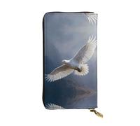 GGNKDL Flying White Eagle printing Women's leather long handheld wallet large capacity credit card zipper bag