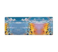 GGNKDL Footprints on The Rainbow Prints Gaming Mouse pad XXL Large Mouse Mat Long Extended Mouse Pad Desk Mat Non-Slip Rubber Mice Pads Stitched Edges Thin Pad 31.5 x 11.8 x 0.12 in