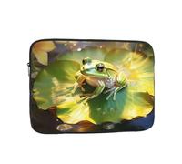 GGNKDL Frog on a Lotus Leaf Pattern Shockproof Portable Laptop Sleeve Bag 13 inch for Men Women Business Travel, Office Daily Use