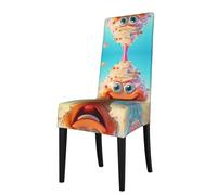 GGNKDL Frozen Yogurt Prints Restaurant Chair Covers are Detachable, Super Elastic, and Washable, Suitable for Kitchens