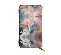 GGNKDL Funny Bird Heads printing Women's leather long handheld wallet large capacity credit card zipper bag