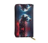 GGNKDL Futuristic Dog printing Women's leather long handheld wallet large capacity credit card zipper bag