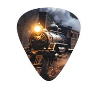 GGNKDL Galloping train Prints Guitar plectrum 12 pieces with three thickness plectrum combinations suitable for bass and ukulele