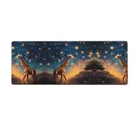 GGNKDL Giraffe Chasing Stars Prints Gaming Mouse pad XXL Large Mouse Mat Long Extended Mouse Pad Desk Mat Non-Slip Rubber Mice Pads Stitched Edges Thin Pad 31.5 x 11.8 x 0.12 in