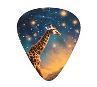 GGNKDL Giraffe chasing stars Prints Guitar plectrum 12 pieces with three thickness plectrum combinations suitable for bass and ukulele