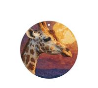 GGNKDL Giraffe looking at the moon prints 6-piece Round Shape car air freshener with hanging type car accessories