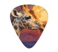 GGNKDL Giraffe looking at the moon Prints Guitar plectrum 12 pieces with three thickness plectrum combinations suitable for bass and ukulele