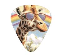 GGNKDL Giraffe under the rainbow Prints Guitar plectrum 12 pieces with three thickness plectrum combinations suitable for bass and ukulele