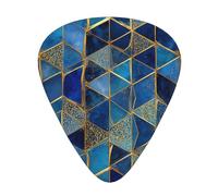 GGNKDL Gold and blue floral pattern Prints Guitar plectrum 12 pieces with three thickness plectrum combinations suitable for bass and ukulele