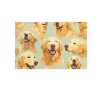 GGNKDL Golden Retriever Pattern Placemats for Dining Table 6-Piece Set Table mat 12x18 in for Kitchen Dining Decoration Washable Easy to Clean