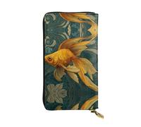GGNKDL Goldfish in the vortex printing Women's leather long handheld wallet large capacity credit card zipper bag