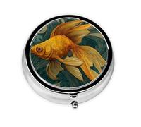 GGNKDL Goldfish in The Vortex Prints Round Mini Pill Box with 3 compartments for Pill Storage and Portable Travel