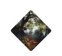 GGNKDL Goldfish under the willow tree prints 6-piece Square car air freshener with hanging type car accessories