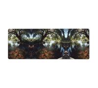 GGNKDL Goldfish Under The Willow Tree Prints Gaming Mouse pad XXL Large Mouse Mat Long Extended Mouse Pad Desk Mat Non-Slip Rubber Mice Pads Stitched Edges Thin Pad 31.5 x 11.8 x 0.12 in