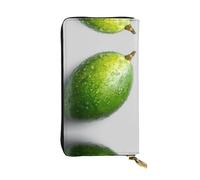 GGNKDL Green Mango printing Women's leather long handheld wallet large capacity credit card zipper bag
