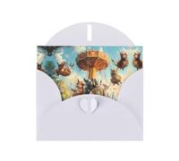 GGNKDL Happy Animal Playground Prints Greeting Card - High-End Pearlescent Paper With Dazzling Sparkling Effect