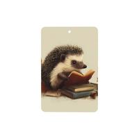 GGNKDL Hedgehog reading a book prints 6-piece Rectangle car air freshener with hanging type car accessories
