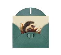 GGNKDL Hedgehog Reading A Book Prints Greeting Card - High-End Pearlescent Paper With Dazzling Sparkling Effect