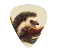 GGNKDL Hedgehog reading a book Prints Guitar plectrum 12 pieces with three thickness plectrum combinations suitable for bass and ukulele