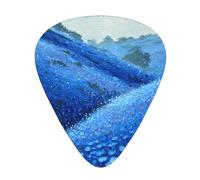 GGNKDL Hills full of blue flowers Prints Guitar plectrum 12 pieces with three thickness plectrum combinations suitable for bass and ukulele