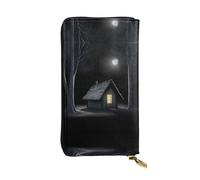 GGNKDL Horrible night printing Women's leather long handheld wallet large capacity credit card zipper bag