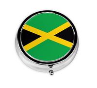 GGNKDL Jamaica Flag Prints Round Mini Pill Box with 3 compartments for Pill Storage and Portable Travel