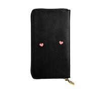 GGNKDL Keep smiling every day printing Women's leather long handheld wallet large capacity credit card zipper bag