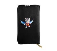 GGNKDL Kitten Elf printing Women's leather long handheld wallet large capacity credit card zipper bag
