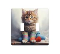 GGNKDL Kitten wearing socks printing Switch cover decorative wall panel suitable for residential and commercial areas 4.5x4.5 In
