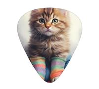 GGNKDL Kitten wearing socks Prints Guitar plectrum 12 pieces with three thickness plectrum combinations suitable for bass and ukulele