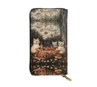 GGNKDL Kittens going on a field trip printing Women's leather long handheld wallet large capacity credit card zipper bag