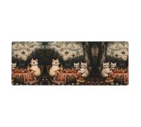 GGNKDL Kittens Going on a Field Trip Prints Gaming Mouse pad XXL Large Mouse Mat Long Extended Mouse Pad Desk Mat Non-Slip Rubber Mice Pads Stitched Edges Thin Pad 31.5 x 11.8 x 0.12 in