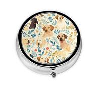 GGNKDL Labrador Retriever Dogs Prints Round Mini Pill Box with 3 compartments for Pill Storage and Portable Travel